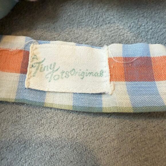 Vintage Tiny Tots Romper Shortalls Gingham Check Romper Baby Boy 3 months 0-6 - Picture 5 of 8